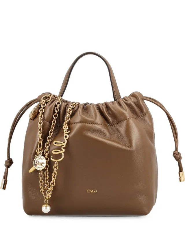 Chloé Gathered Leather Bucket Bag — Brown in Brown Leather from HEWI