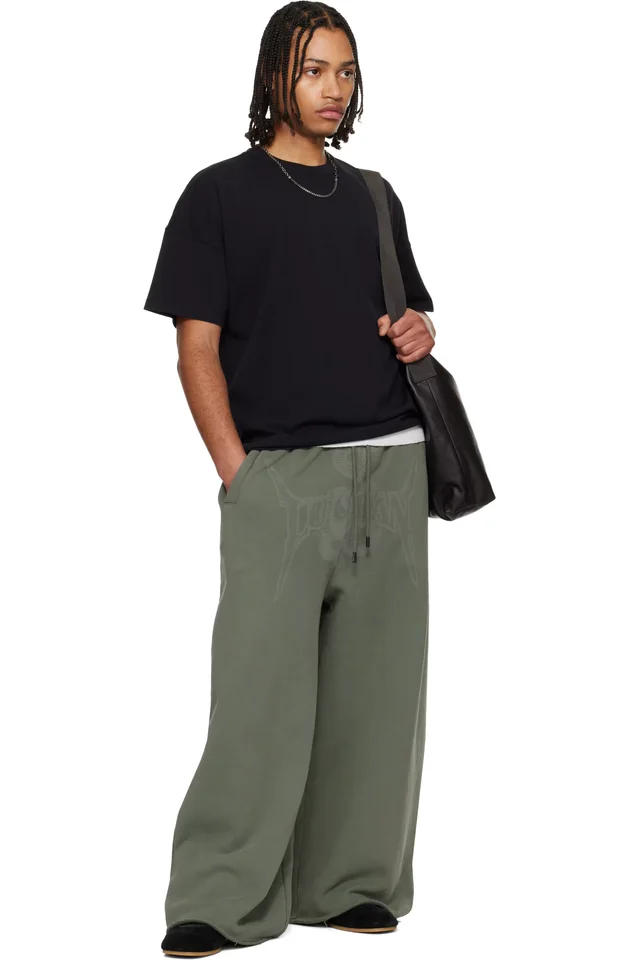 LU'U DAN Green Raw-Cut Bontan Sweatpants, photo 4 of 4 from SSENSE