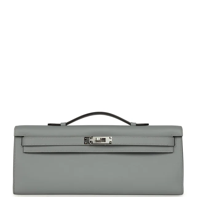 Hermès Kelly Cut Gris Pantin Swift Palladium Hardware in Grey Swift leather from Madison Avenue Couture