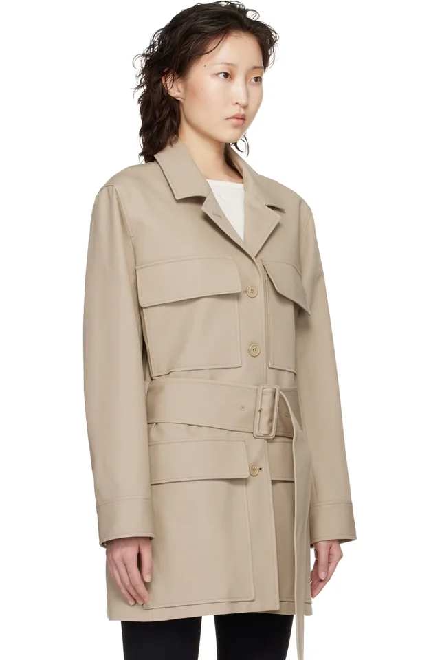 Courrèges Beige Utility Belted Coat, photo 2 of 4 from SSENSE