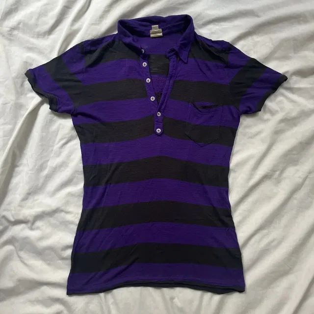 Diesel Purple & Black Striped Polo Shirt, Men's (Size M) in multicolor from Grailed