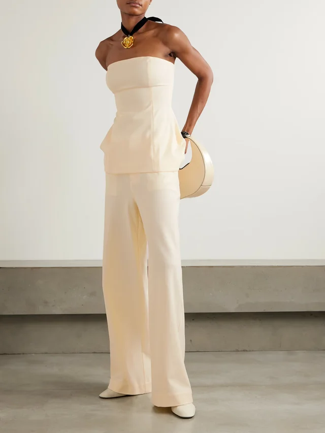 STAUD Grayson twill wide-leg pants in Beige, photo 2 of 2 from NET-A-PORTER (Canada)