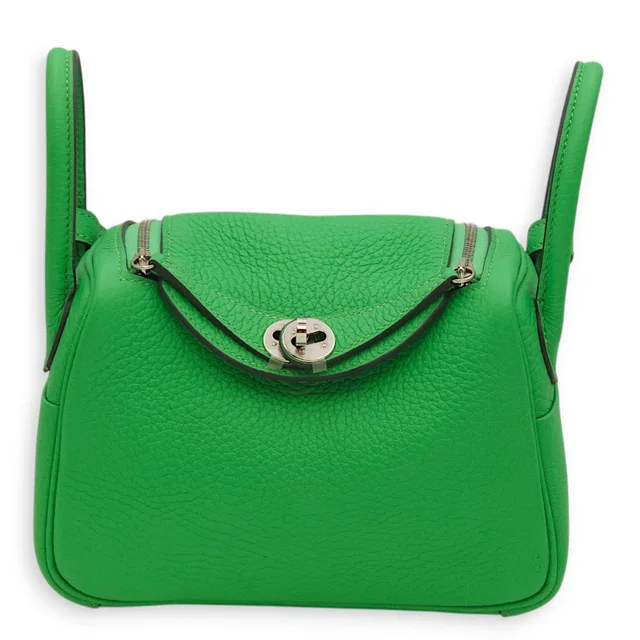 Hermès Lindy Vert Comics in Green Clemence leather from LuxLexicon