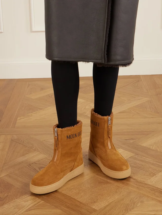 MOON BOOT Lara suede and shearling ankle boots in Beige, photo 2 of 2 from NET-A-PORTER (Canada)