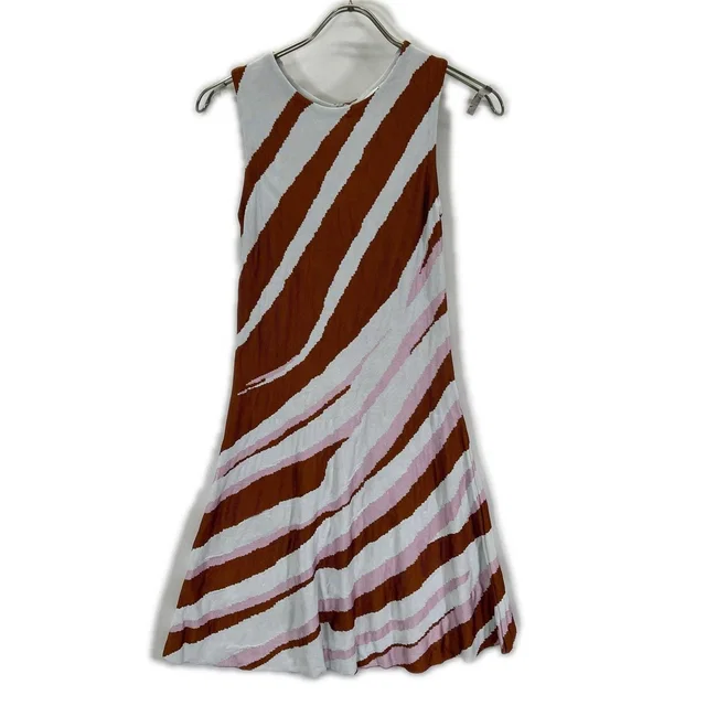 Dior Pink Rayon Wave Pattern Sleeveless Dress 34 in Brown from The Reluxe