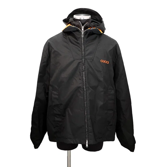 Gucci Patch Logo Twill Jacket Size 56 Black/Orange804964 ZAQ7F 1000 Nylon100% in Black from GALLERY RARE