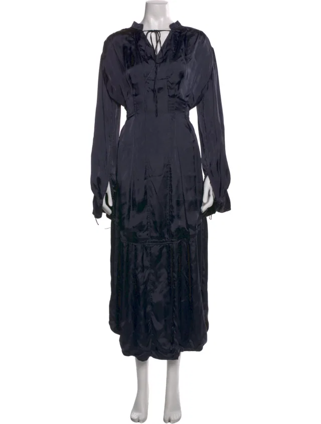 Jil Sander Tie Neck Long Dress in blue from The RealReal