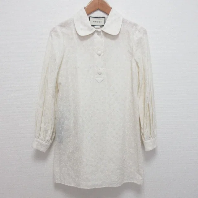 Gucci GG Jacquard Pullover Tunic Blouse White Sweater in White from The Reluxe