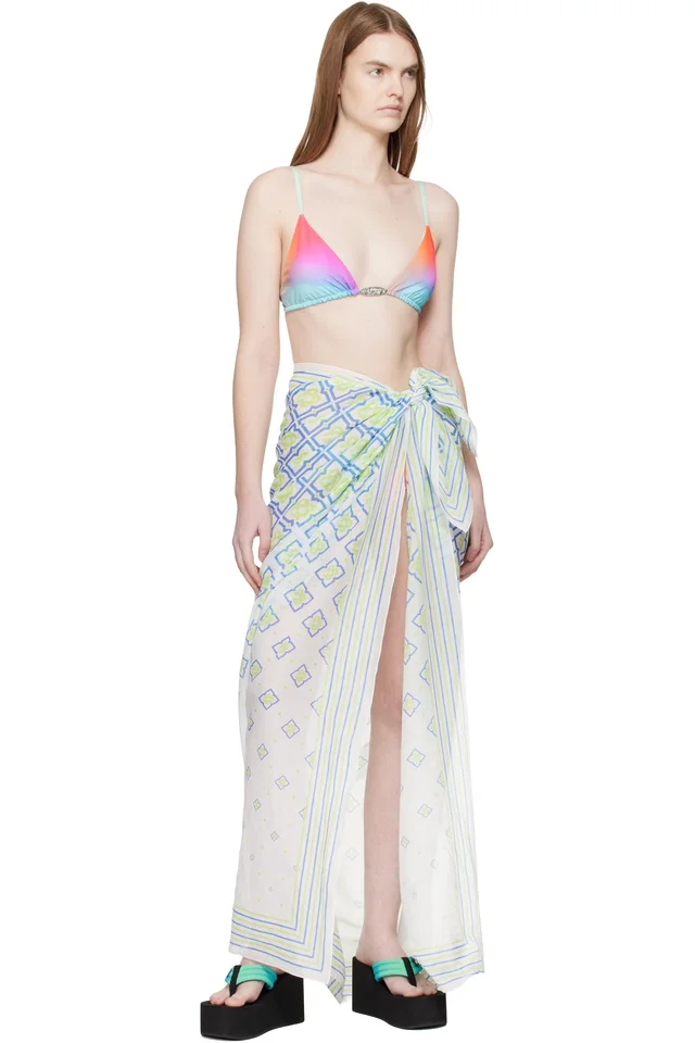 Casablanca White Degrade Monogram Pareo Cover-up Skirt, photo 4 of 4 from SSENSE