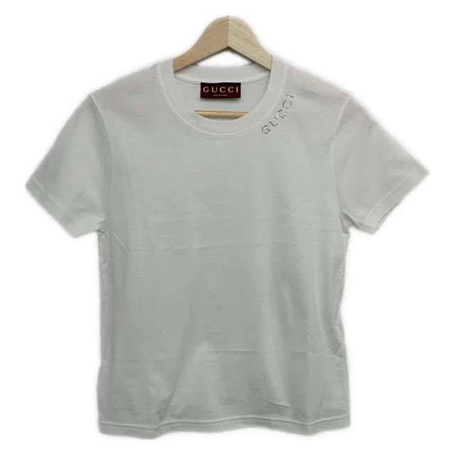 Gucci Short Sleeve T-Shirt White Crew Neck Rhinestone XS in White from The Reluxe