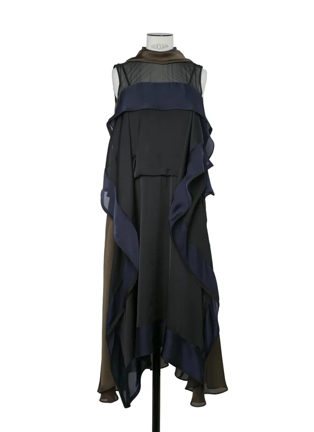 Sacai ruffled layered-design asymmetric dress, photo 2 of 6 from SENSER