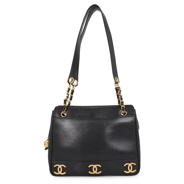Chanel Triple Coco ChainShoulder BlackA03675 Caviar Leather in Caviar leather from GALLERY RARE