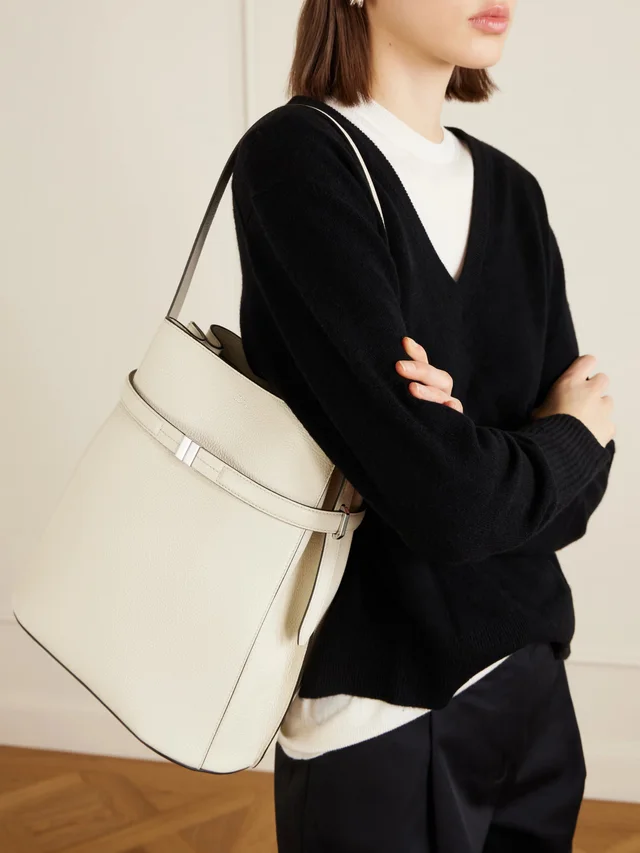 TOTEME Belted textured-leather tote in White, photo 2 of 2 from NET-A-PORTER (Canada)