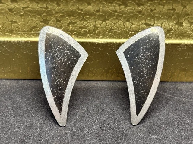 Georg Jensen Vintage Pewter Abstract Black Contract 858 Denmark Clip On Earrings in black from Poshmark