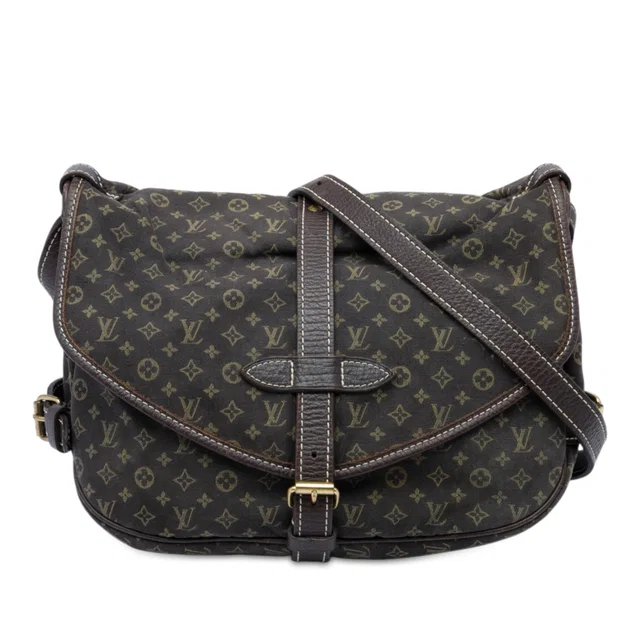 Brown Louis Vuitton Monogram Mini Lin Saumur 30 Crossbody Bag in Brown Canvas from Designer Revival