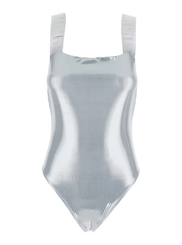 Versace One-Piece Swimsuit with Greca Detail on the Straps in Stretch Tech Fabric for Women in 87% Polyester 13% Elastane from Gaudenzi Boutique, photo 1 of 1