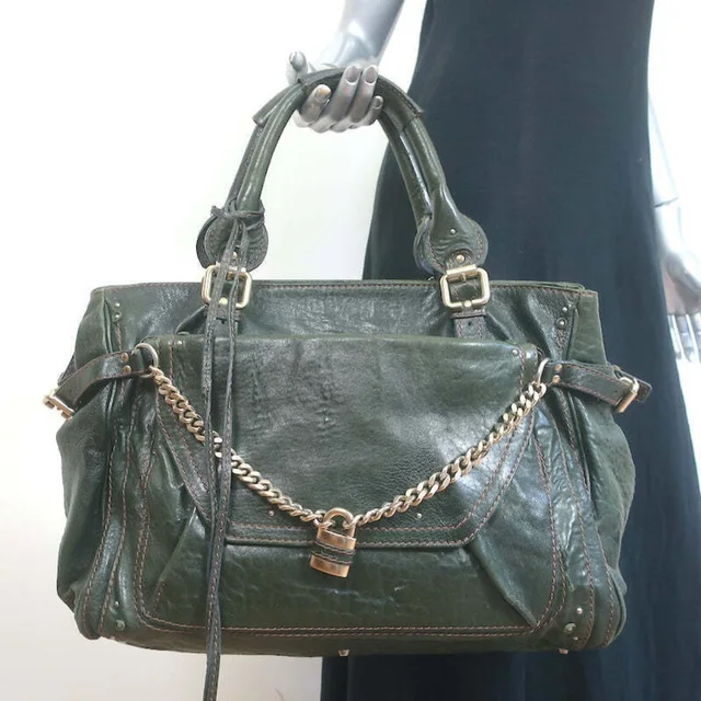 Chloé Paddington Dark Green Leather Shoulder Bag in green Leather from Poshmark