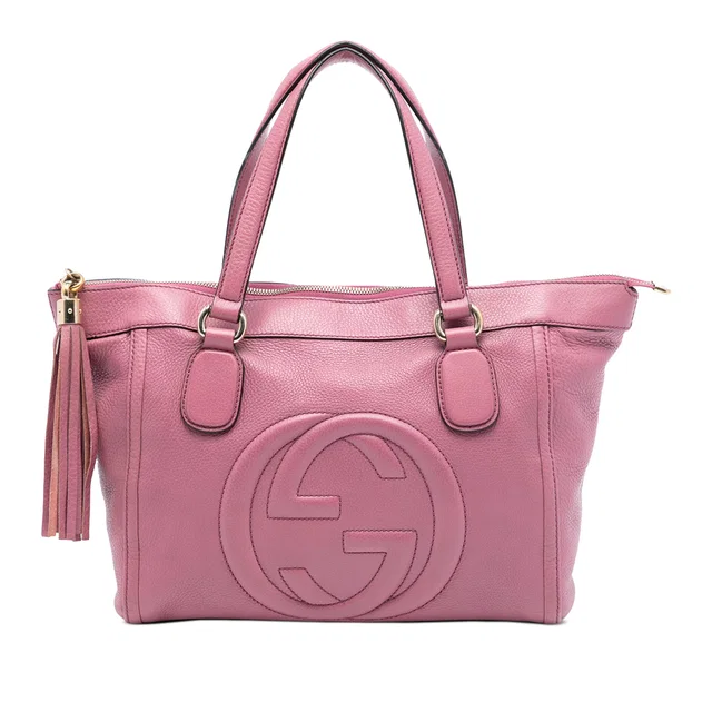 Pink Gucci Small Leather Soho Working Tote in Pink Leather from Designer Revival