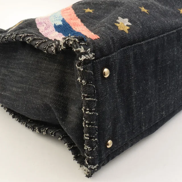 Chanel Circa 2005 Denim Night Flight Chain Tote Bag Indigo from VINTAGE QOO TOKYO, photo 9 of 12