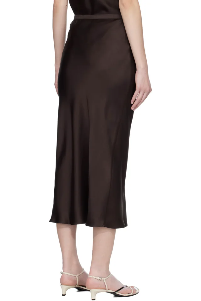 ANINE BING Brown Bar Silk Midi Skirt, photo 3 of 4 from SSENSE