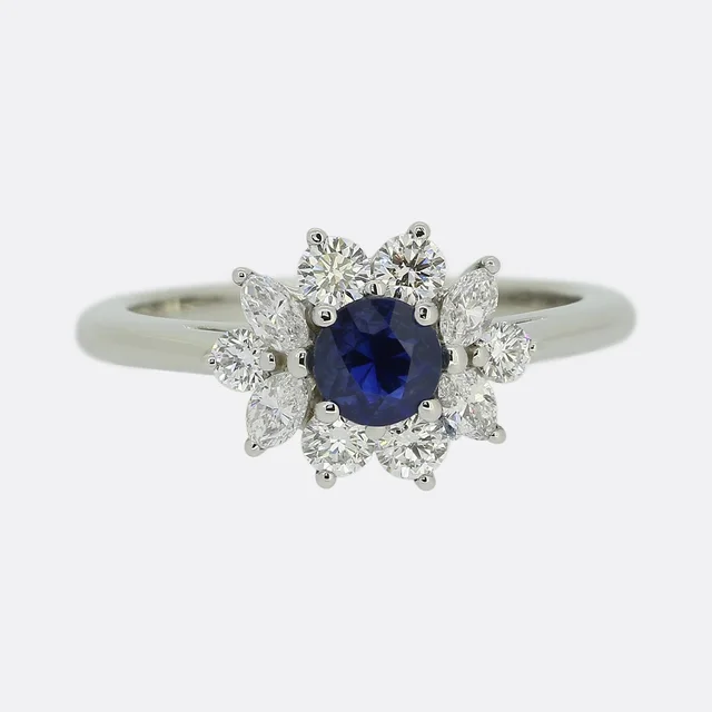 Tiffany & Co. Sapphire and Diamond Cluster Ring from The Vintage Jeweller