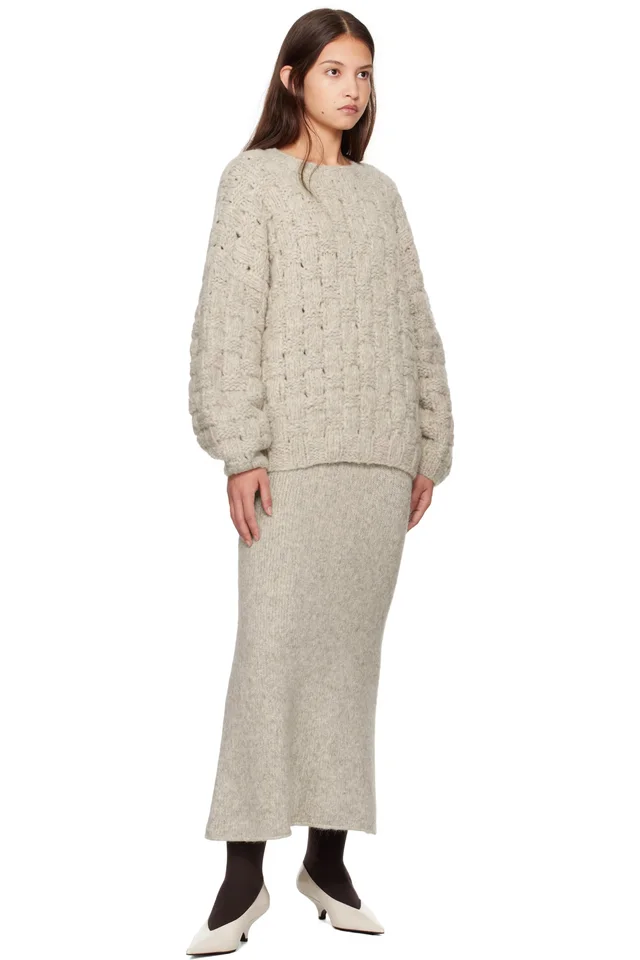 Lauren Manoogian Gray Handknit Interlace Sweater, photo 4 of 4 from SSENSE