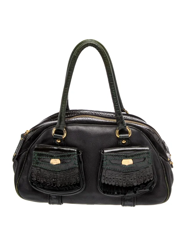 Etro Leather Top Handle Bag in black Leather from The RealReal