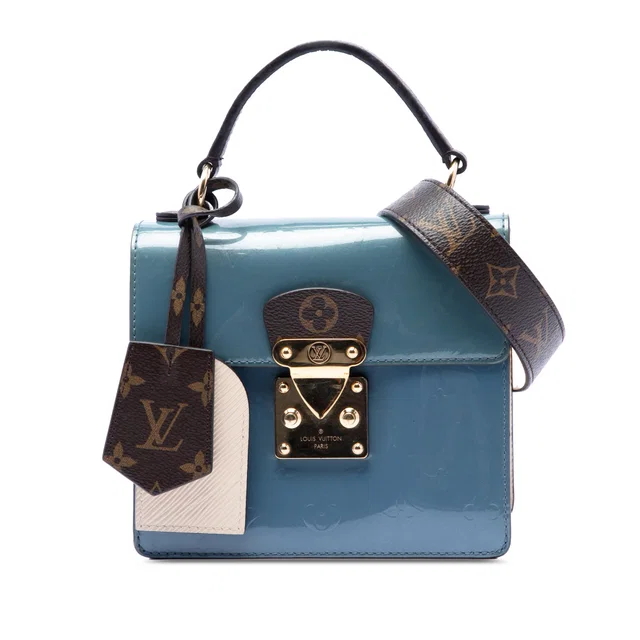 Blue Louis Vuitton Monogram Vernis Spring Street Satchel in Blue Leather from Designer Revival
