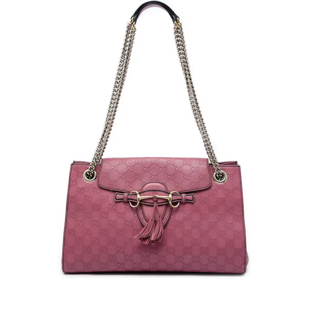 Pink Gucci Large Guccissima Emily Shoulder Bag in Pink Leather from Designer Revival