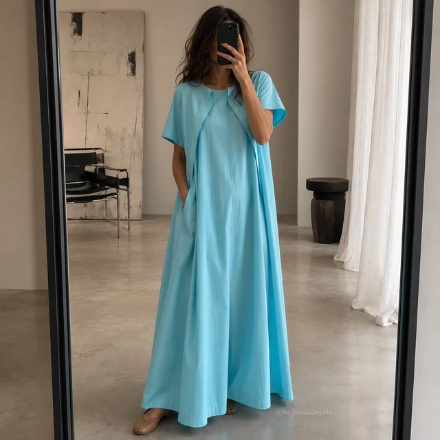 Maison Margiela Cotton Poplin Maxi Dress Light Blue Layered Size 40 Size 4 in blue from Poshmark