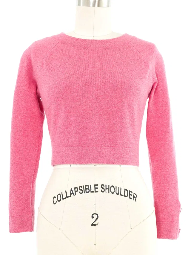 Chanel Pink Cashmere Cropped Sweater in Pink Cashmere from Arcade Vintage