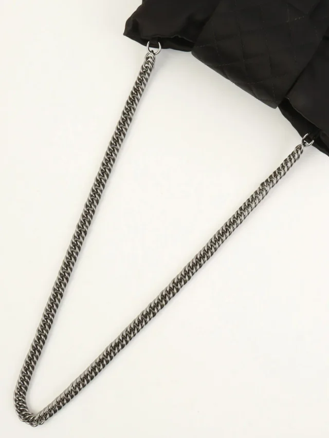 Chanel 2008 Vintage Satin 2.55 Ribbon Chain Shoulder Bag Black in Black Satin from VINTAGE QOO TOKYO, photo 11 of 11