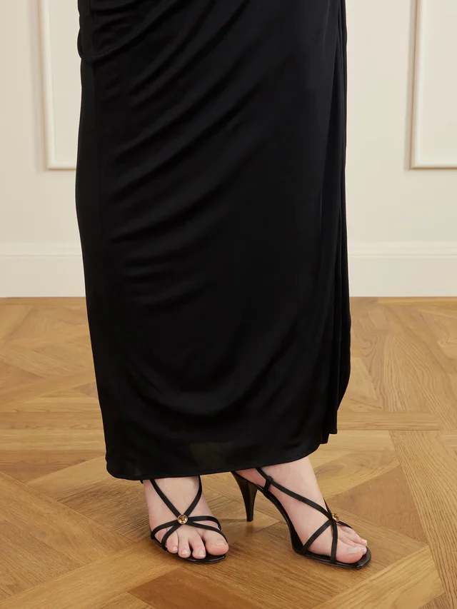 VERSACE 80 satin logo-embellished sandals in Black, photo 2 of 2 from NET-A-PORTER (Canada)