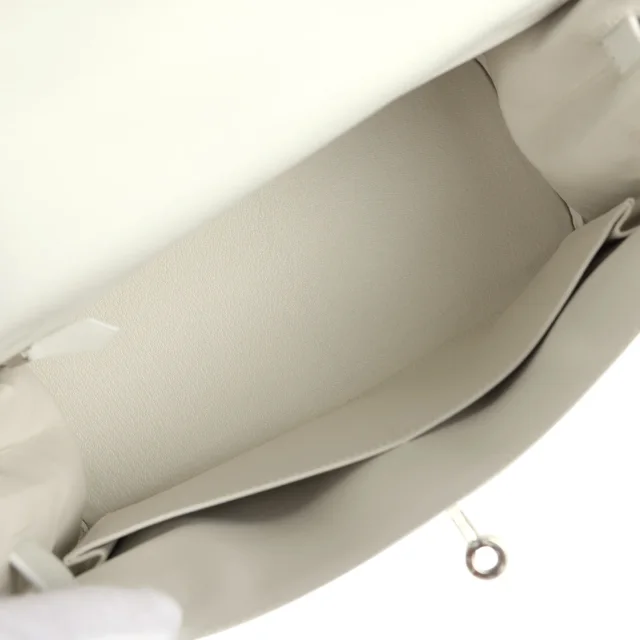 Hermès Kelly Retourne 28 New White Evercolor Palladium Hardware in White Goatskin from Madison Avenue Couture, photo 8 of 9