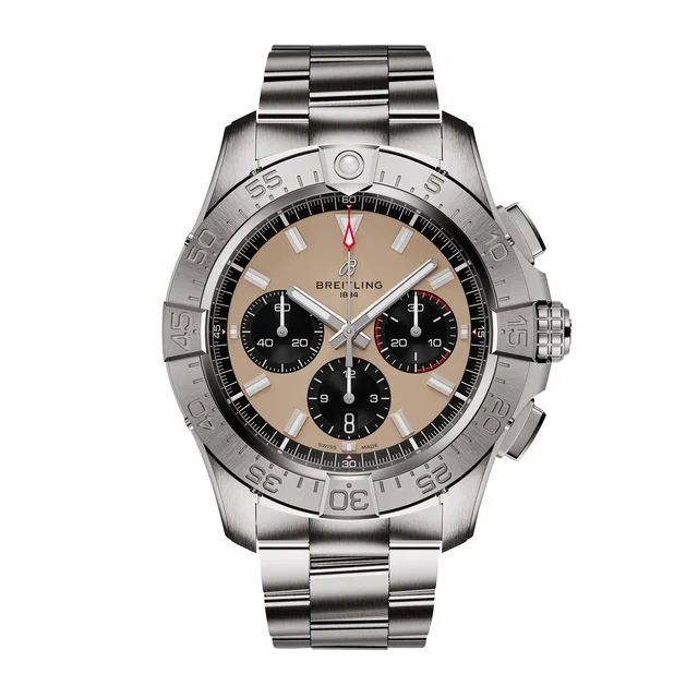 Breitling Avenger Chronograph B01 44mm Mens Watch Beige Stainless Steel in white|neutral from WatchesOfSwitzerland