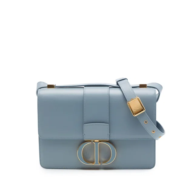 Blue Dior Leather 30 Montaigne Flap Crossbody Bag in Blue Leather from Designer Revival