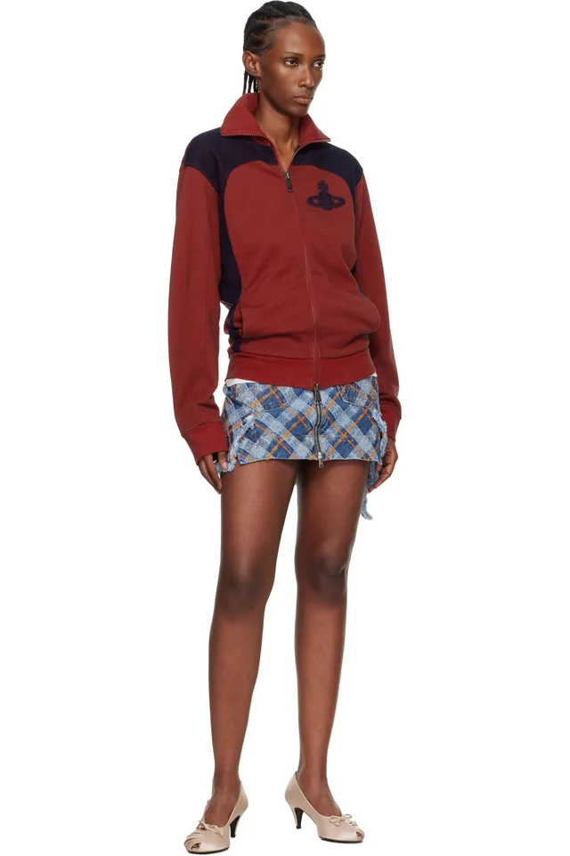 Vivienne Westwood Blue & Orange Tartan Sailor Denim Miniskirt, photo 4 of 4 from SSENSE