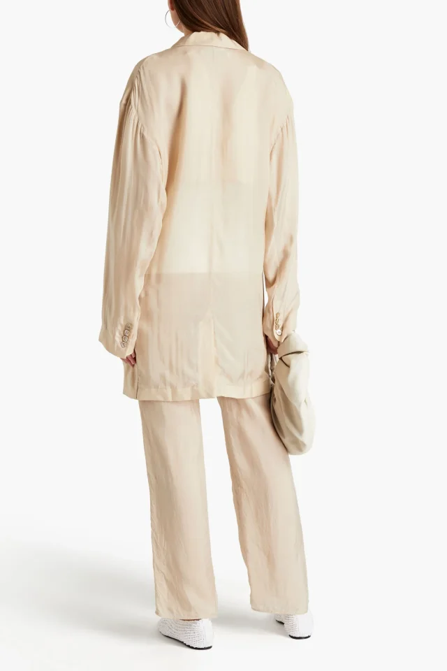 Acne Studios Cupro Straight-Leg Pants in Beige, photo 3 of 4 from THE OUTNET