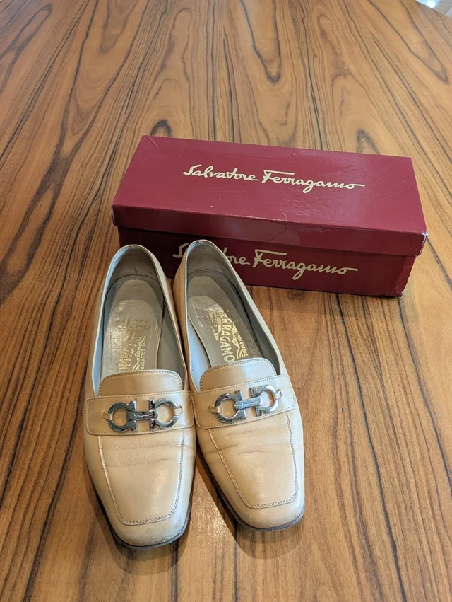 Ferragamo Forever Shoes, Natural Nappa Calf, Silver Logo, Size 9 in brown|neutral Nappa leather from Poshmark, photo 1 of 1