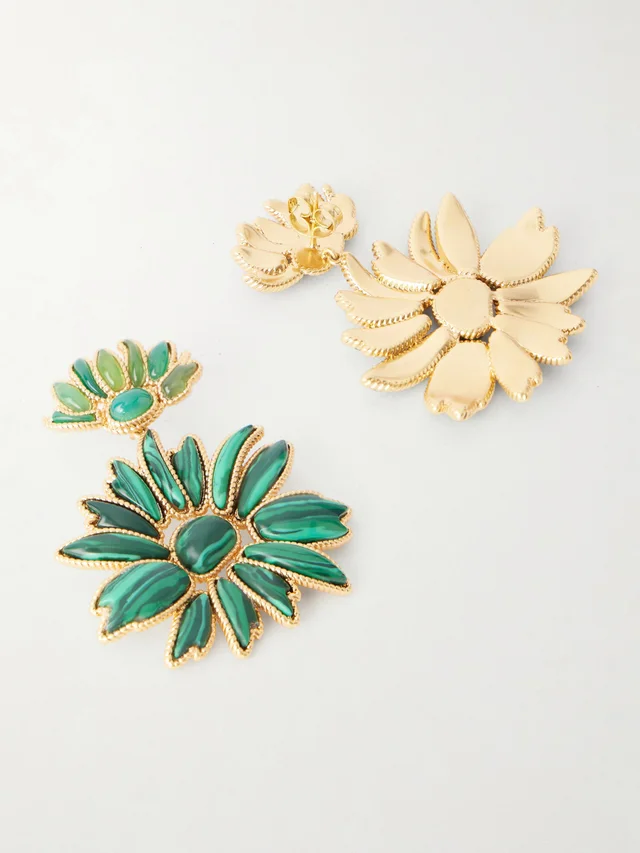 Zimmermann Draped Floral Malachite Earrings, photo 2 of 2 from SENSER