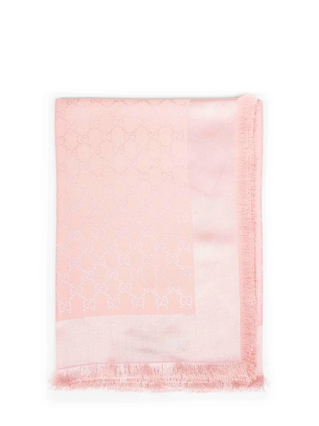 Gucci Gg Jacquard Silk-Wool Shawl — Pink Shawls in Pink Silk from HEWI