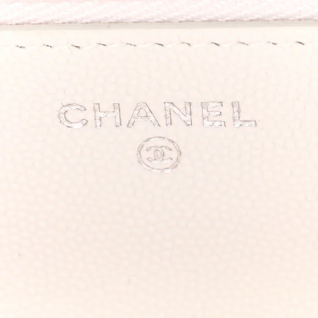 Caviar Quilted Chanel 19 Wallet on Chain WOC White Pink in White Caviar leather from FASHIONPHILE, photo 6 of 12