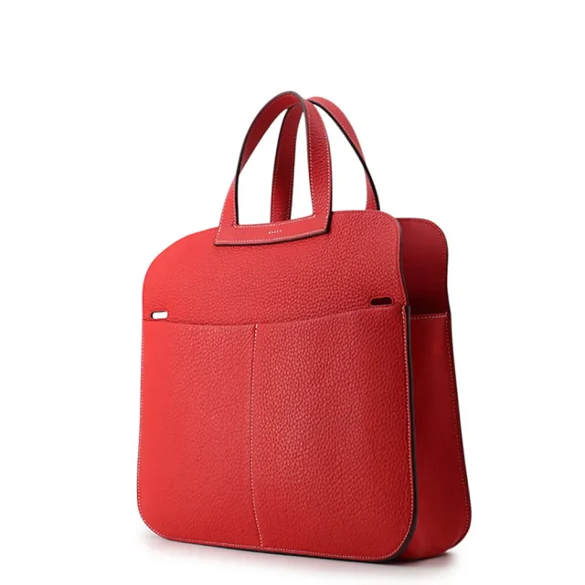 Hermès Halzan Rouge Casaque Taurillon Clemence Size 31 in Red Clemence leather from GALLERY RARE, photo 2 of 16