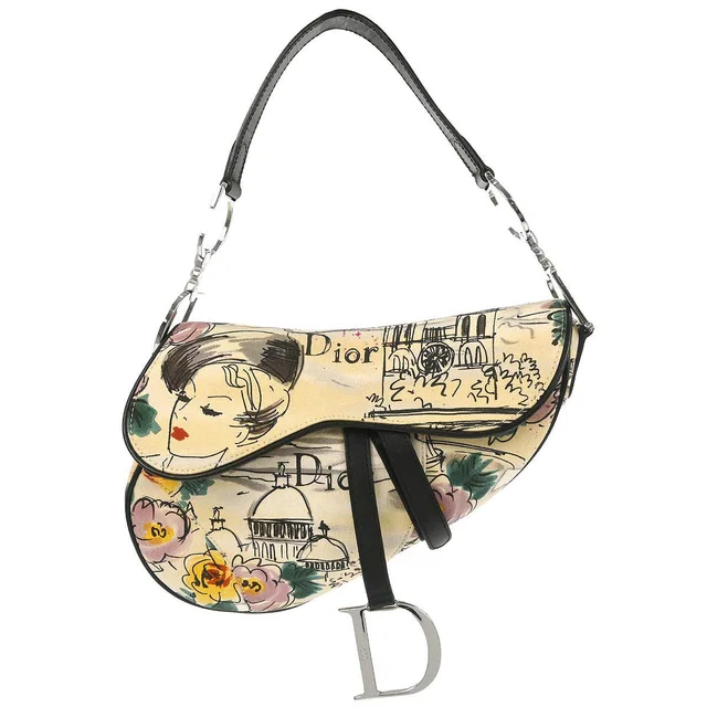 Dior Beige Canvas John Galliano Saddle Handbag in Beige Canvas from AMORE Vintage Tokyo