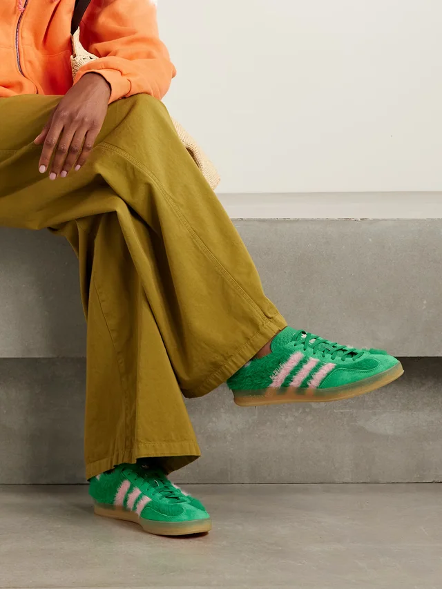 ADIDAS ORIGINALS Gazelle Indoor suede-trimmed brushed-knit sneakers in Green, photo 2 of 2 from NET-A-PORTER (Canada)