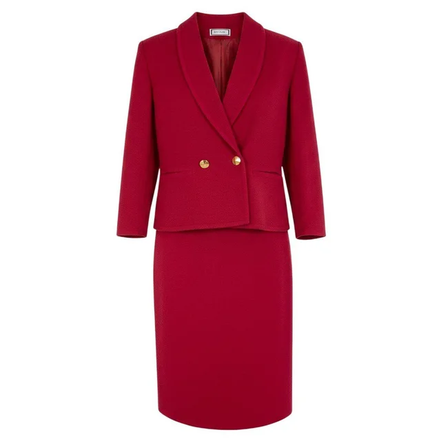 Saint Laurent Eh6 Set Skirt Tailored Jacket Gold Button Double Knit Wool in Gold Wool from The Reluxe