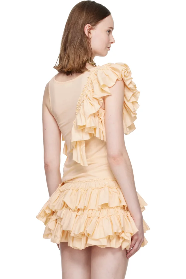 Dries Van Noten Beige Ruffled Top, photo 3 of 4 from SSENSE