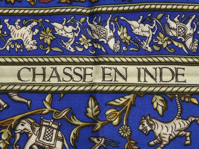 Hermès Chasse en Inde Cashmere Silk Shawl 140cm in Silk from Ann's Fabulous Finds, photo 3 of 5