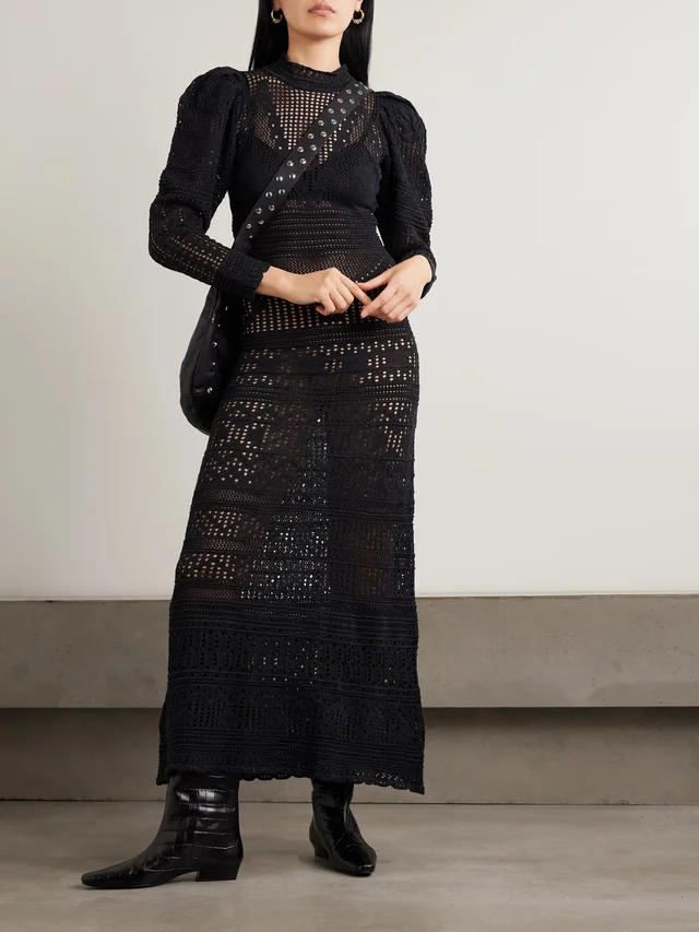 ISABEL MARANT Dione crocheted maxi dress in Black, photo 2 of 2 from NET-A-PORTER (Canada)