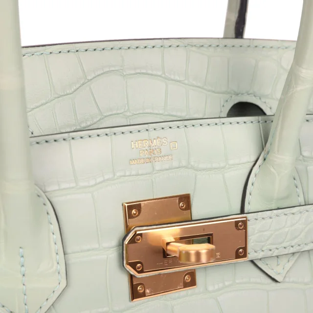 Hermès Birkin 30 Vert D'Eau Matte Alligator Gold Hardware in Green Exotic from Madison Avenue Couture, photo 7 of 9